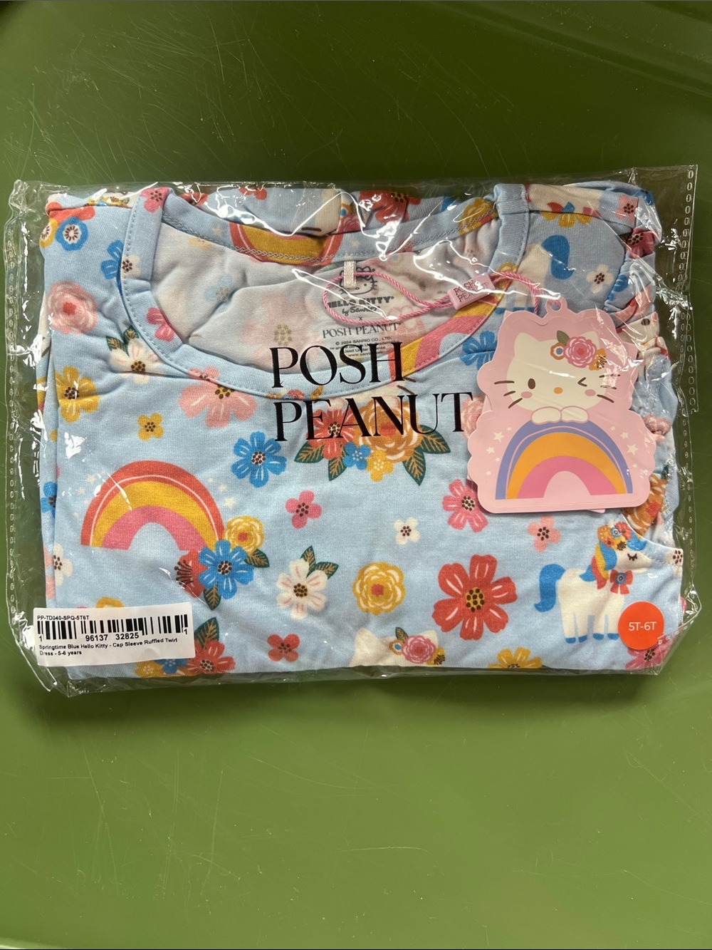 Posh Peanut Light Blue Rainbow & Floral Pajama Set